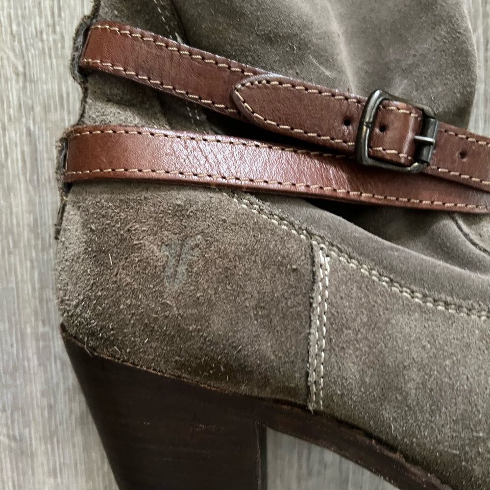 Frye Jane Strappy Boot - Size 6.5 - Gray Suede - Picture 5 of 9